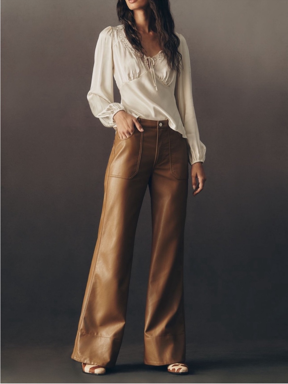 Pilcro Rylan Faux Leather High Rise Wide Leg Pants